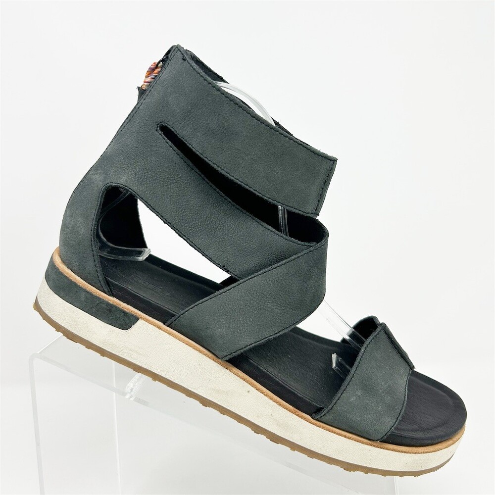 Merrell Women's Strappy Platform Wedge Sandals Black Zip Back Open Toe Size 10